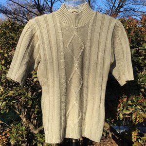 Forever 21 Wool Blend Mock Neck ¾ Short Sleeve Tan Sweater